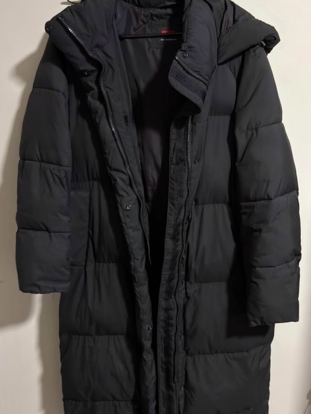 Levi's Black Long Hooded Puffer Coat